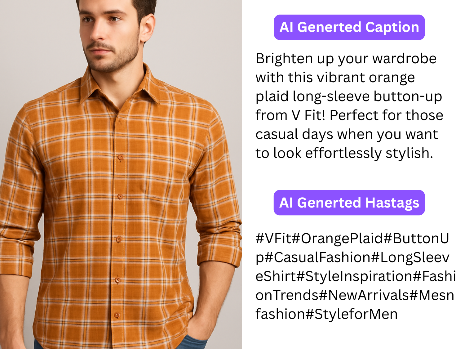 AI Caption & Hashtag Generation - Product image analysis and content generation